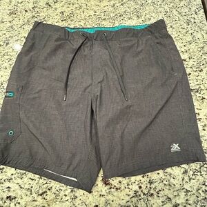 ZGray Swim Shorts‎ with Teal Accents NWOT